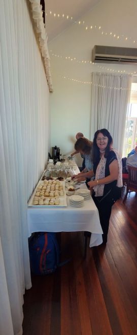 Dawn Elliott preparing morning tea at the Callers Get-together